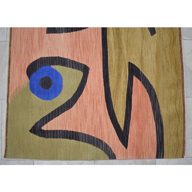 Paul Klee Silence of the Angel Inspired Rug Hand Woven Kilim Rug - 3′10″ × 5′3″ For Sale - Image 12 of 18