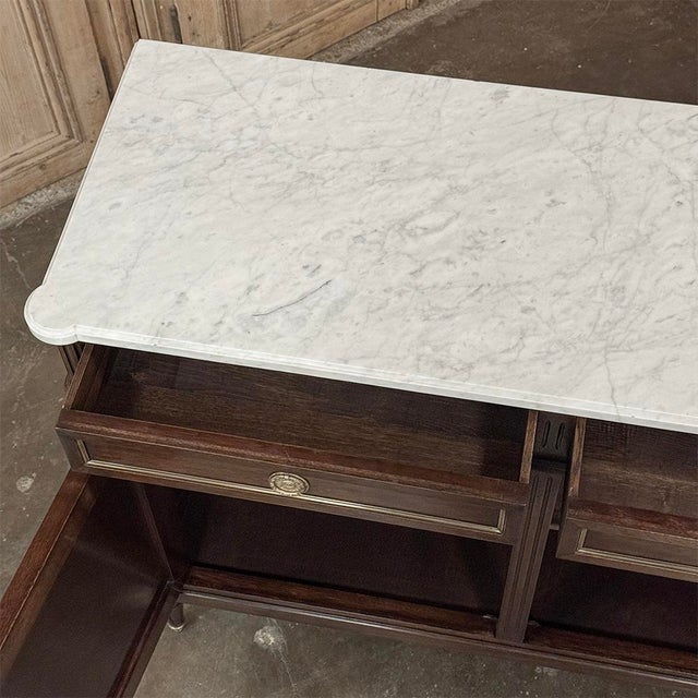 19th Century French Louis XVI Mahogany Buffet With Cararra Marble For Sale - Image 15 of 16