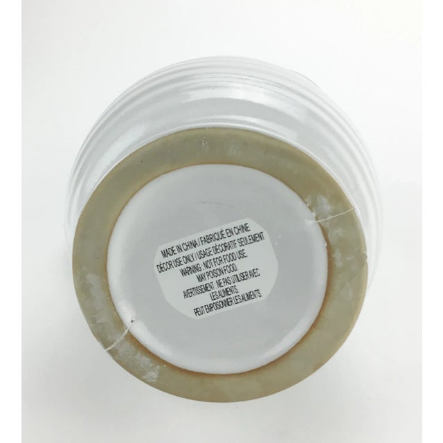 Ceramic Ribbed Flower Vase With Handle For Sale - Image 10 of 10