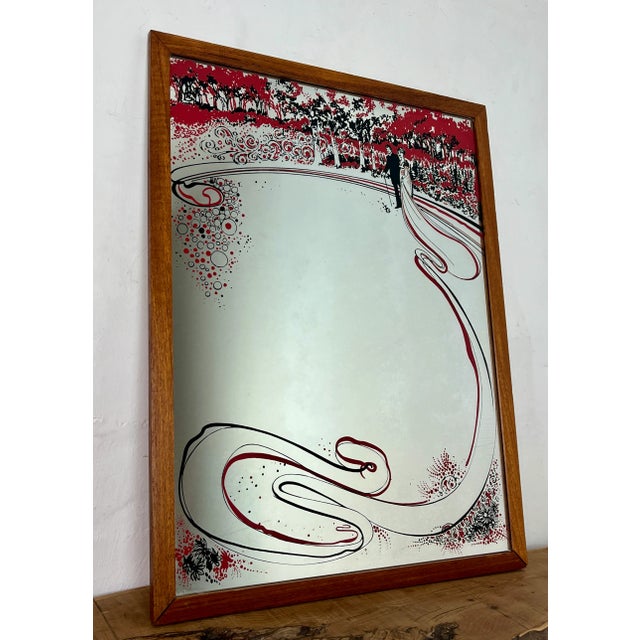 Art Nouveau Mirror with Married Couple Under Tree Motif in the style of Aubrey Beardsley, 1960s For Sale - Image 4 of 14