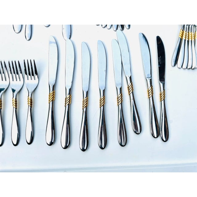 2000 - 2009 Contemporary Rogers "Compliment Gold " Pattern Stainless Flatware Set- 61 Pieces For Sale - Image 5 of 8