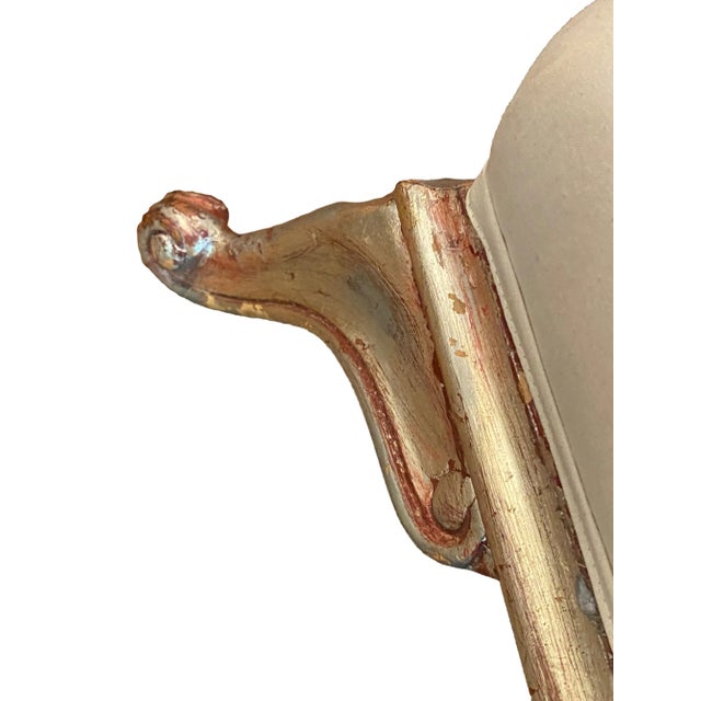 Wood Mid 20th Century Pouf With Pillow on Silvered Carved Base For Sale - Image 7 of 12