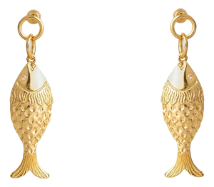 Golden Fortune Fish Dangle Earrings, A Pair