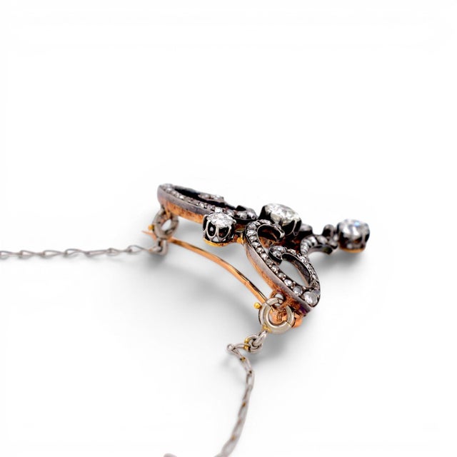 Antique Belle Époque 2ct Old-Cut Diamond Transformable Brooch Pendant For Sale - Image 6 of 6
