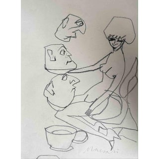 Mino Maccari, Nude Polyamorous, 1960s, Charcoal on Paper For Sale