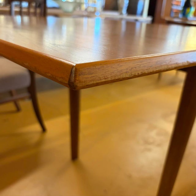 Mid-Century Beveled Edge 1 Leaf Dining Table For Sale - Image 12 of 14