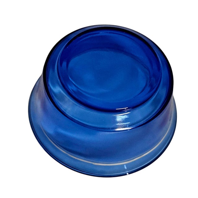 Hazel Atlas Cobalt Blue White Band Glass Cereal Bowls Set of 4 5" For Sale - Image 9 of 9