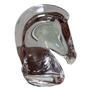 Saint-Louis for Hermès Crystal Horse Head Sculpture - "Pour Hermès" - Perfect Condition, Original Box For Sale