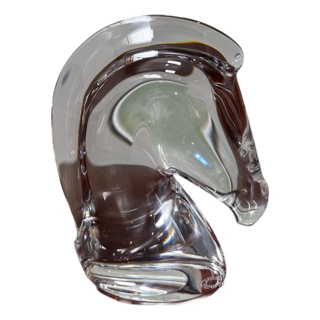 Saint-Louis for Hermès Crystal Horse Head Sculpture - "Pour Hermès" - Perfect Condition, Original Box For Sale