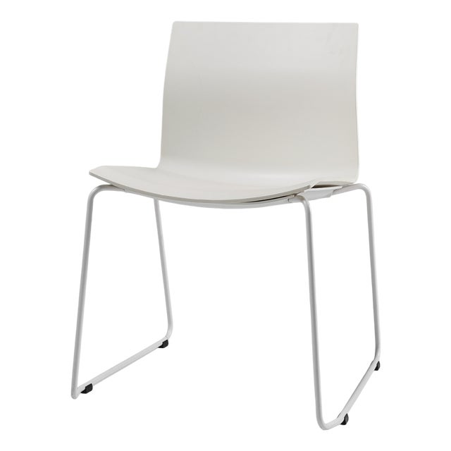 Mid-Century White Chair with Metal Frame and Plastic Seat, Belgium For Sale
