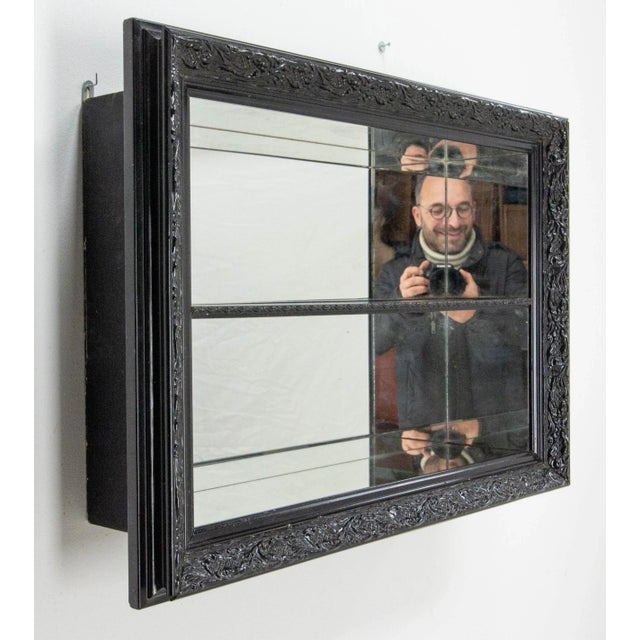 Wood Mid-Century French Louis XV Style Decorative Mirrored Shelf in Stucco Frame For Sale - Image 7 of 9