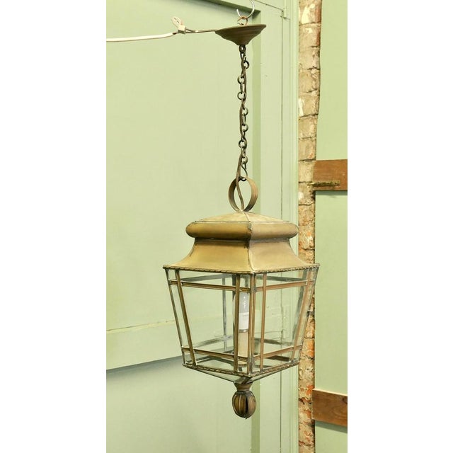 Large French Brass Hanging Lantern, 1920s For Sale - Image 6 of 8