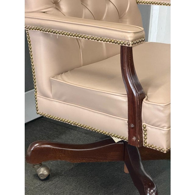 1990s Vintage Paoli Company Swivel Desk Chair (Tan Leather) For Sale - Image 5 of 7