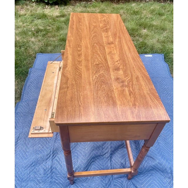 Wood 1970s Compact Solid Hardwood Writing Desk by Ethan Allen – Warm Minimalist Silhouette For Sale - Image 7 of 16