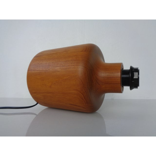 Beige Vintage Teak Table Lamp from Kirk, Denmark, 1960s For Sale - Image 8 of 12