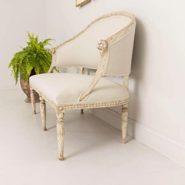 19th C. Swedish Gustavian Barrel Back Sofa With Lion Heads in Original Paint For Sale In Wichita - Image 6 of 12