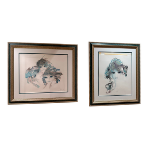 1970s Pair of Mid-Century Modernist Signed Color Lithographs by Shan-Merry (French, 1935–2024)