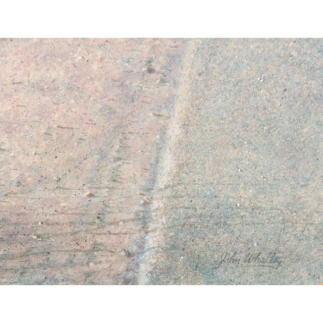 "The Long Road" realist painting by John Whalley. Egg tempera on masonite. Signed lower right. Unframed. Late 20th...