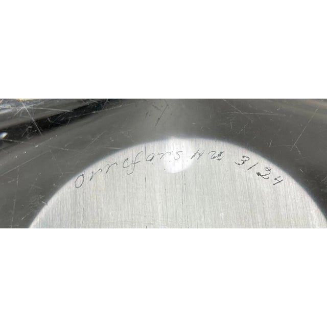 Large High Quality Vintage Hand Blown Orrefors Clear Glass Centerpiece Oval Bowl For Sale - Image 9 of 13