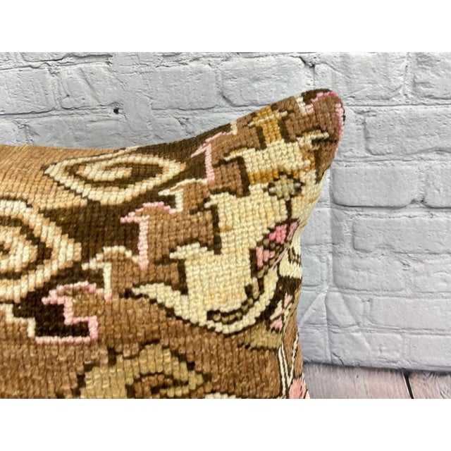 Turkish 20 x 20 Rug Pillow Golden Twilight Turkish Pillow Cushion Cover For Sale - Image 3 of 4