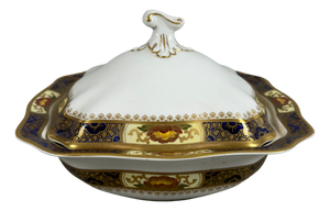 Antique English Hand-Decorated Porcelain Tureen from Soho Pottery, 1913
