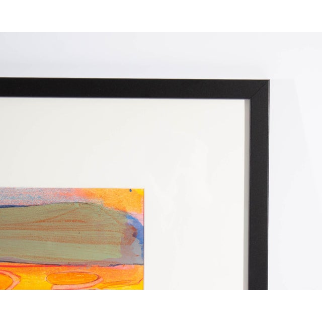 A 1984 mixed media painting by the American artist Harry Hilson (1935-2004). This painting features an abstract...