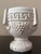 1960s Vintage Concrete Pedestal Urn Planters – Greek Key Grapevine Garden Jardinières - A Pair For Sale - Image 5 of 12