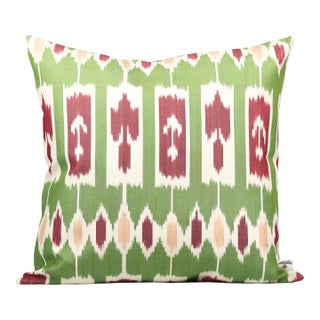 Green Handmade Ikat Pillow Cover For Sale