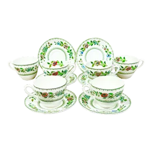 Vintage Crown Staffordshire Tea Cups With Saucers- Set of 6