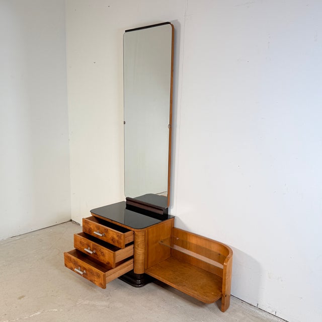 1950s Vintage Burl Walnut Dressing Table by Jindřich Halabala for Up Závody, 1957 For Sale - Image 5 of 14