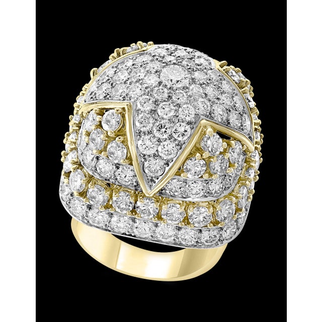 9 Carat Diamonds VS Quality Dome Shape Cocktail Platinum and Gold Ring Estate For Sale - Image 17 of 18