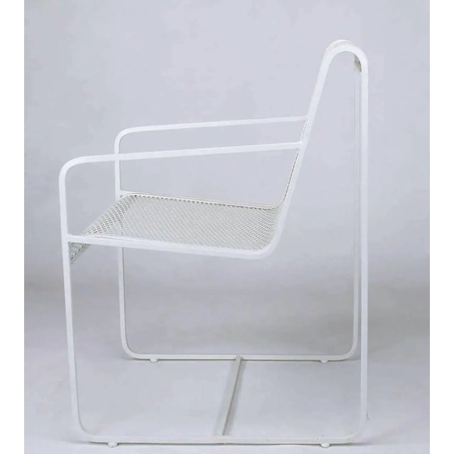 Salterini Maurizio Tempestini Style White Lacquer Iron Frame and Mesh Chairs - Set of 4 For Sale - Image 4 of 8
