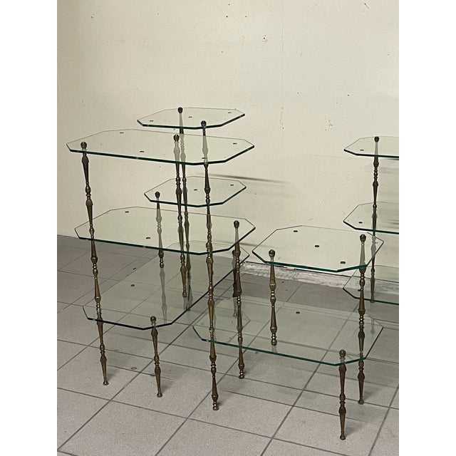 Modular Glass and Brass Etageres, Italy, 1950s, Set of 3 For Sale - Image 6 of 18