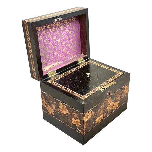 Brown Victorian Tunbridge Ware Tea Caddy, 1870 For Sale - Image 8 of 11