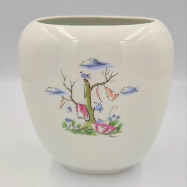 Rosenthal Hand-Painted Porcelain Vase by Peynet for Rosenthal, 1950s For Sale - Image 4 of 8