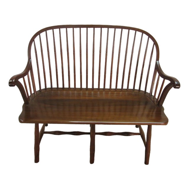 Duckloe Solid Cherry Windsor Bow Back Settee or Bench For Sale