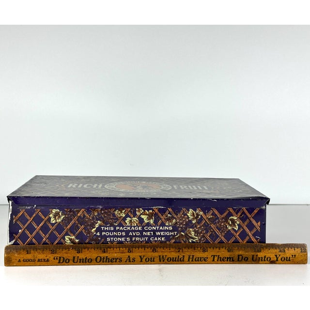 Vintage Fruit Cake Tin, F. O. Stone Baking Co. Advertisement For Sale - Image 10 of 10