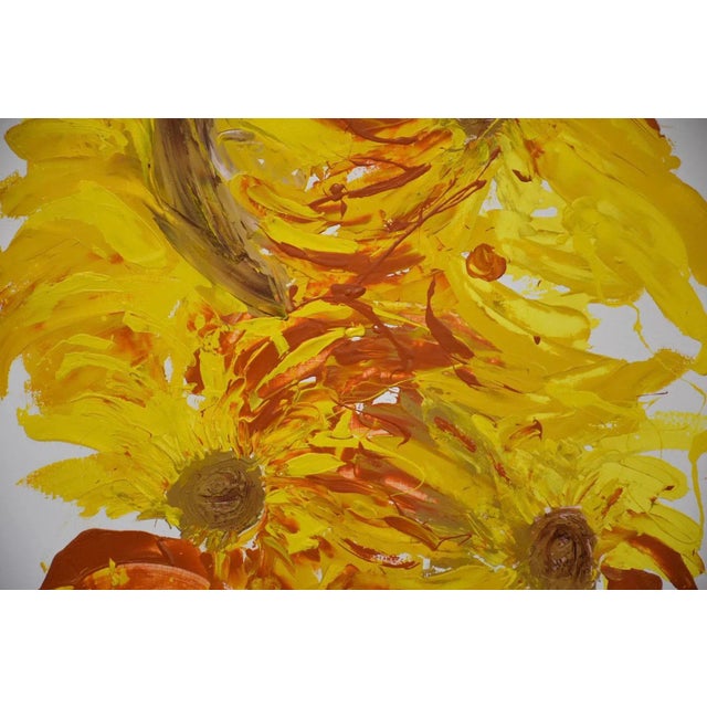 Mid-Century Modern Abstract Yellow Painting Signed “Marty For Sale - Image 3 of 9