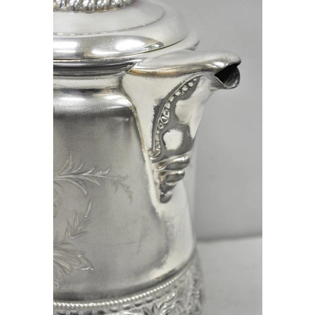 Early 20th Century Wilcox Silver Plate Co Art Nouveau Silver Plated Duck Handle Coffee Pot Pitcher For Sale - Image 16 of 18