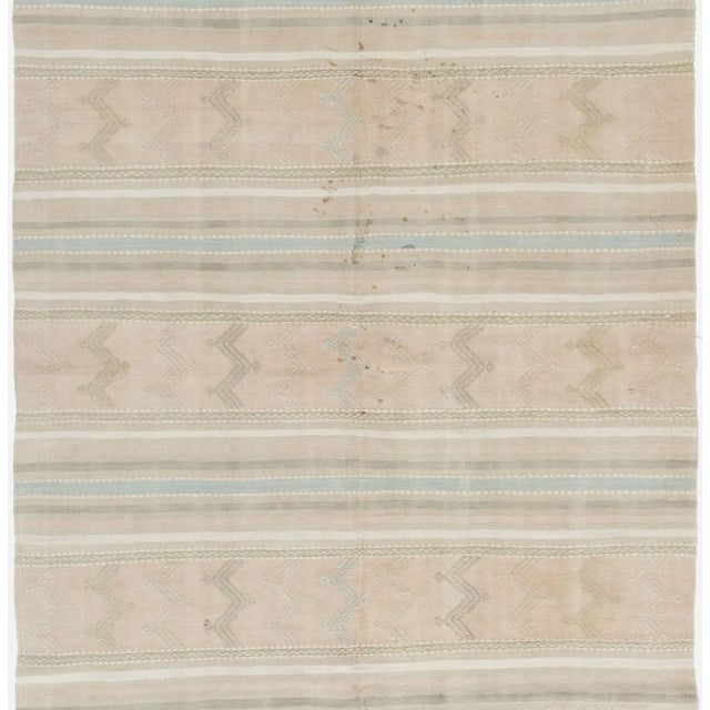 Tan Vintage Circa 1940 Turkish Kilim Flatweave Rug 4ft 9in X 8ft 9in For Sale - Image 8 of 8