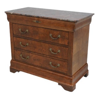 Mt Airy Burl Wood Biedermeier Marble Top Bachelors Chest For Sale