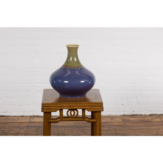 Contemporary Purple & Green Ceramic Vase For Sale - Image 11 of 12