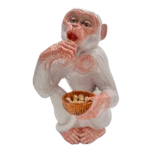 Mid-Century Italian Glazed Terracotta Monkey With Peanuts Figurine Statue