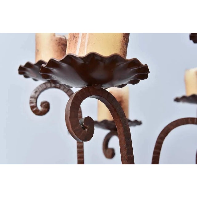 Jan Barboglio Hand-Forged Rust Patina Iron 9-Light Floor Candelabra For Sale In New York - Image 6 of 10