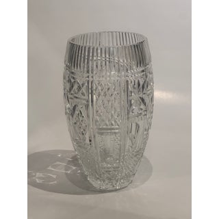 Late 20th Century Waterford Cut Crystal Tapered Vase With Diamond Panels, 11.5” For Sale