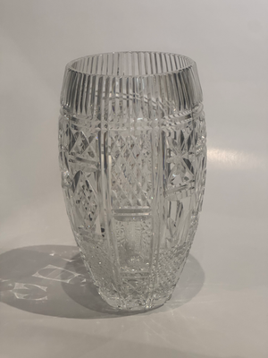 Late 20th Century Waterford Cut Crystal Tapered Vase With Diamond Panels, 11.5”