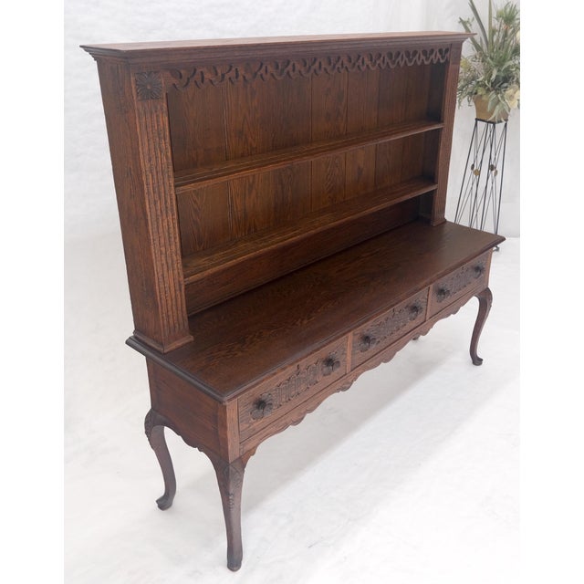 Fine Solid Carved Oak 3 Dove Tail Drawer Server Cupboard Credenza Sideboard MINT For Sale - Image 6 of 18