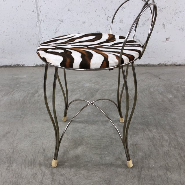 1960s Vanity Stool With Animal Print Chairish