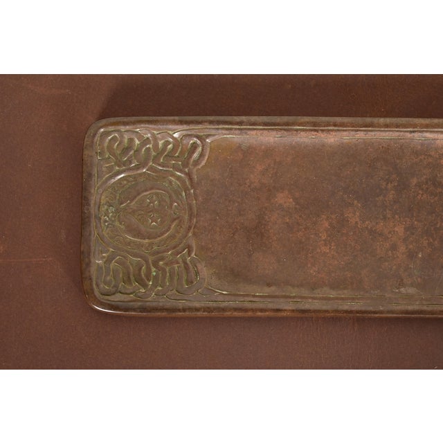 Metal Tiffany Studios New York Zodiac Pattern Bronze Pen Tray For Sale - Image 7 of 12