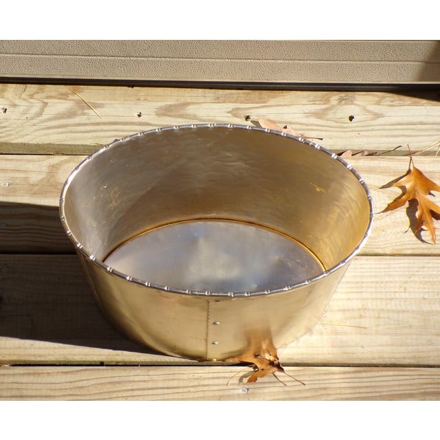 Vintage Arthur Armour Hammered Aluminum Mariners World Map Trash Can Wastebasket For Sale In Boston - Image 6 of 13